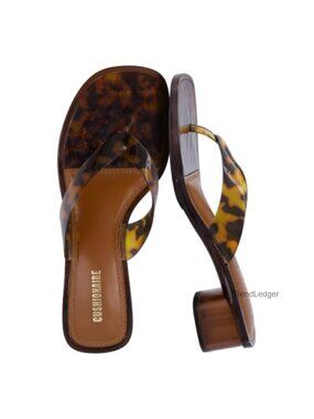 Thong Strap Jelly Sandals Low Block Heel Slip On Square Toe